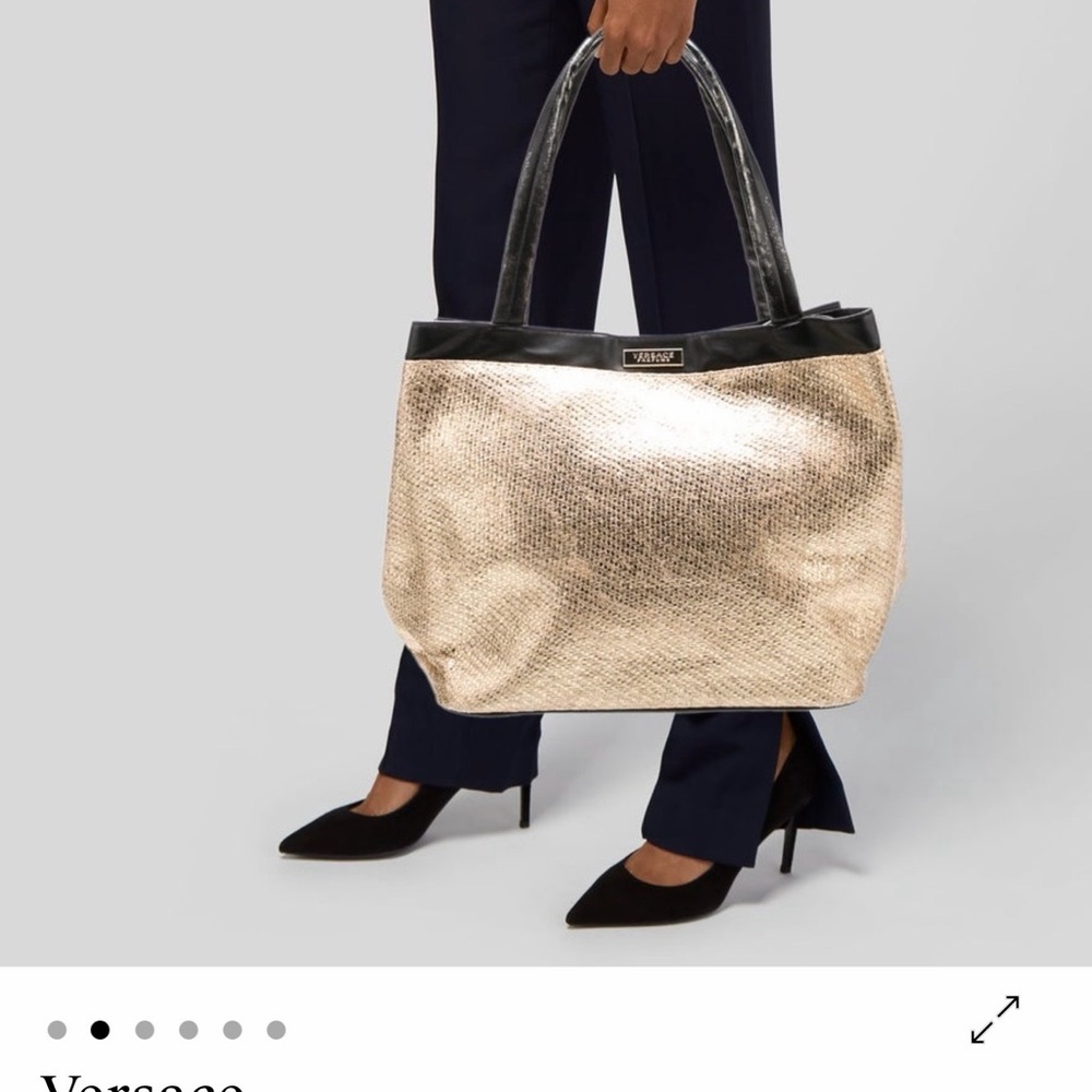 Versace Metallic Gold and Black Tote